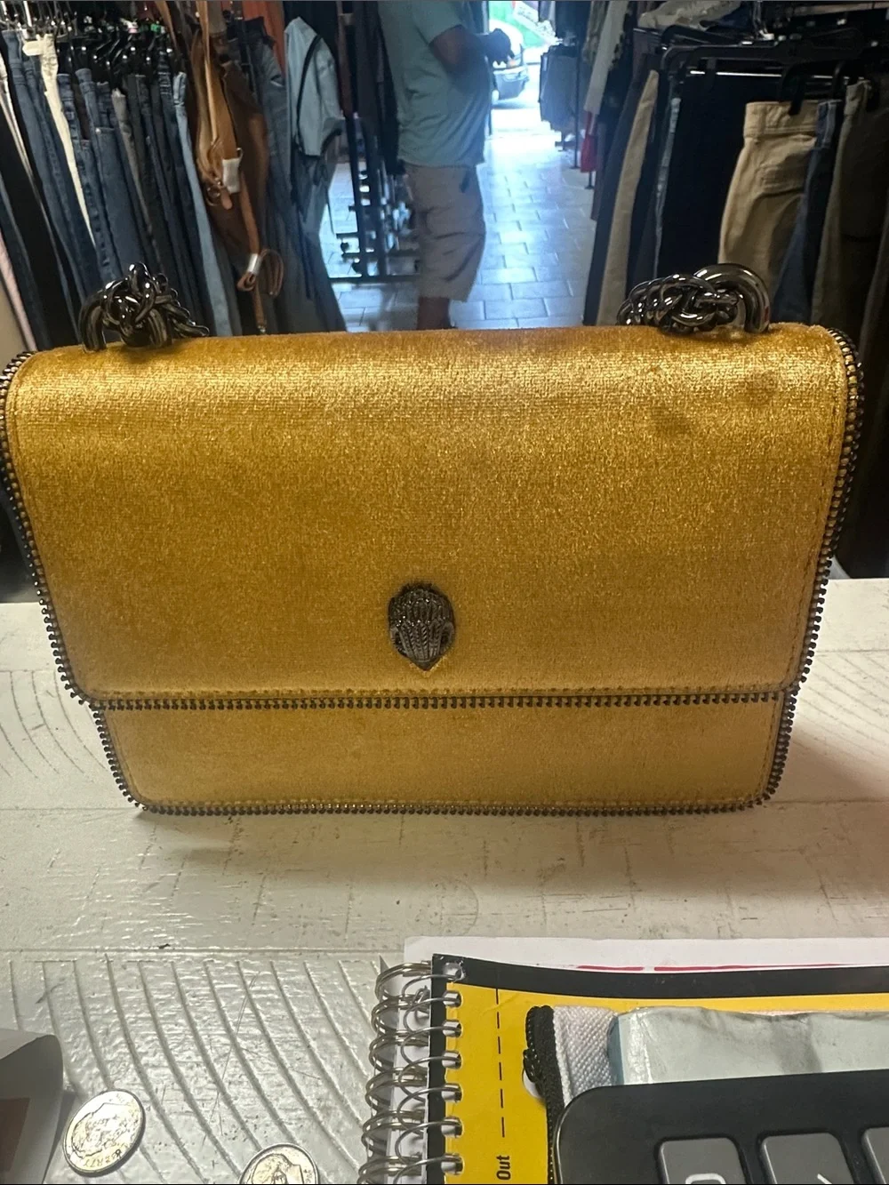 Kurt Geiger Metallic Gold Chain Shoulder Bag